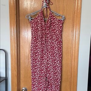 NWT Hollister Red and White Floral Jumpsuit